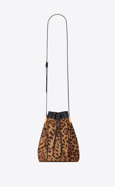 TALITHA medium bucket bag in ponyskin-look leather with a leopard print
